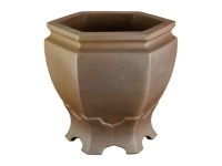 Hexagonal bonsai pot (waterfall style) stoneware 14,5x14,5x17,5 cm - 2878