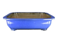 Rectangular blue glazed stoneware pot for bonsai 64x50,5x16,5 cm - P004