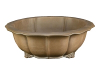 Oval stoneware pot for bonsai (lotus flower shape) 23x23x8 cm - SM003b