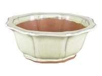 Round white glazed stoneware pot for bonsai 19X19x7,5 cm - J030B