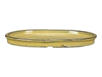 Ovale Untertasse aus senfgelb glasiertem Steingut für Bonsai 28x20,5x2 cm - GA14S