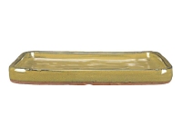 Soucoupe rectangulaire en grès émaillé jaune moutarde pour bonsaï 27x21x2 cm - GA12S