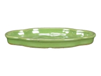 Ovale Untertasse aus grün glasiertem Steingut für Bonsai (Mokko-Form) 27x20,5x2 cm - GA11S