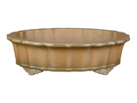 Oval stoneware pot for bonsai (lotus flower shape) 28x21.5x7 cm - SM004b